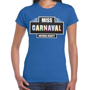 Miss Carnaval verkleed t-shirt blauw voor dames - natural beauty carnaval / feest shirt kleding / kostuum L