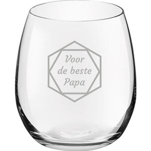 Gegraveerde Drinkglas 39cl voor de beste Papa in hexagon