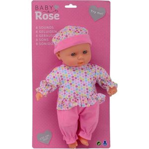 Baby Rose Babypop met Geluiden, 30cm.