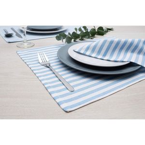 Servetten 8-pack lichtblauw/wit gestreept (kleur en design naar keuze) 45 x 45 cm - stoffen servetten van 100% katoen in Scandinavische landhuisstijl