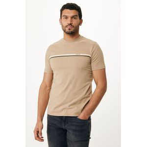 Short Sleeve T-shirt With Stripe Chest Print Mannen - Zand - Maat XXL