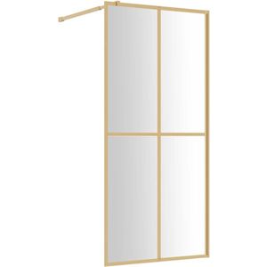 vidaXL Inloopdouchewand - Inloopdouchewanden - Douchescherm - Douchewand - Inloopdouchewand transparant 80x195 cm ESG-glas goudkleurig