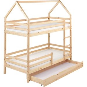 GIRGOLS - Stapelbed - Lichtbruin - 90 x 200 cm - Dennenhout
