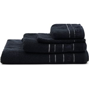 Riviera Maison washandje Katoen, geribbeld, badkamer - RM Elegant Washcloth - Zwart - Katoen - 1 stuk