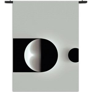 Mezo Wandkleed Scandinavisch Wit met Zwart Element 01 Rechthoek Verticaal XL (210 X 150 CM) - Wandkleden - Met roedes