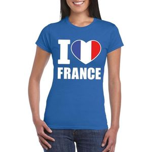 Blauw I love France supporter shirt dames - Frankrijk t-shirt dames S