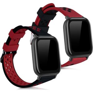 kwmobile 2x armband geschikt voor Huami Amazfit GTS / GTS 2 / GTS 2e / GTS 3 - Bandjes voor fitnesstracker in zwart / rood / rood / zwart