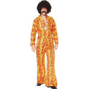 Karnival Costumes Verkleedpak Retro Groovy Heren Carnavalskleding Heren Carnaval Foute Party '60 '70 Party - Polyester - Oranje - Maat M - 2-Delig Jas/Broek