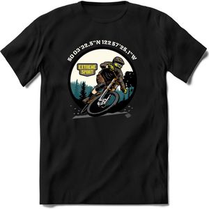 Coordinates | TSK Studio Mountainbike kleding Sport T-Shirt | Grijs | Heren / Dames | Perfect MTB Verjaardag Cadeau Shirt Maat S