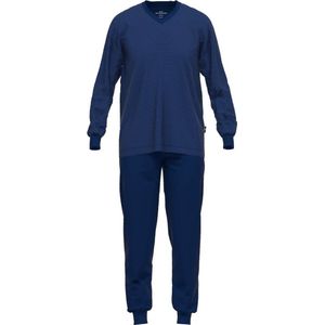 Gotzburg heren pyjama V-hals - donkerblauw gestreept - Maat: XL