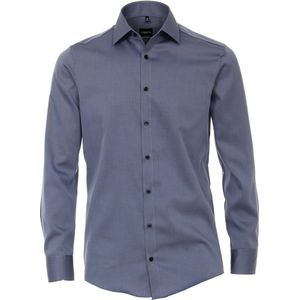 VENTI modern fit overhemd - twill - blauw - Strijkvriendelijk - Boordmaat: 48