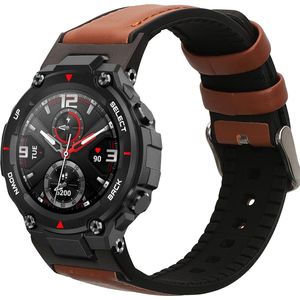 kwmobile horlogeband geschikt voor Huami Amazfit T-Rex / T-Rex Pro -Armband voor fitnesstracker van leer in bruin / zwart