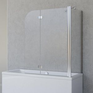 Schulte badwand 2 delig - 112x142cm- incl zijwand voor een bad van ca. 70 cm -veiligheidsglas - chroom - transparant