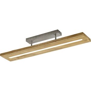 LED Plafondlamp - Torna Brida - 27W - Warm Wit 3000K - 1-lichts - Dimbaar - Rechthoek - Mat Bruin - Natuurhout