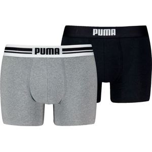 Puma Boxershorts Everyday Placed Logo - 2 pack - Grey Melange / Black - Maat XL