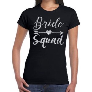 Bride Squad Cupido zilver glitter tekst t-shirt zwart dames - dames shirt Bride Squad- Vrijgezellenfeest kleding XXL