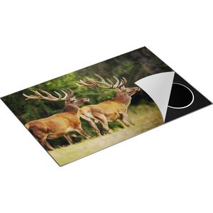 Chefcare Inductie Beschermer Twee Herten in het Bos met Grote Gewei - 78x52 cm - Afdekplaat Inductie - Kookplaat Beschermer - Inductie Mat