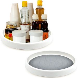 Lazy Susan Draaiplateau voor de koelkast, 25 cm, draaibaar, kruidenrek, 360 graden draaibaar, kruidenrek, draaiplateau, organizer voor specerijen en bakingrediënten, 2 stuks