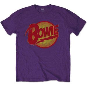 David Bowie - Vintage Diamond Dogs Logo Heren T-shirt - XXL - Paars
