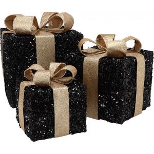 Sparkle giftbox black/gold 25x20cm set van 3 inclusief lampjes