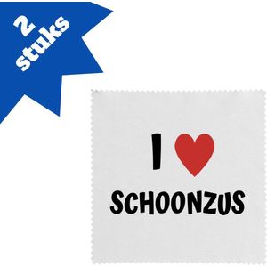 Akyol - i love schoonzus brillendoekjes - Zus - de liefste schoonzus - verjaardag - cadeautje voor zus - zus artikelen - kado - geschenk - 17,8 bij 17,8 cm - 2 stuks