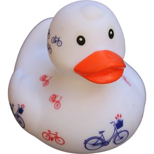 Cycle Gifts Badeend - Fiets - Speelgoed - Bad Speelgoed - Rubberen Eendjes - Baby - Cadeau - Wit