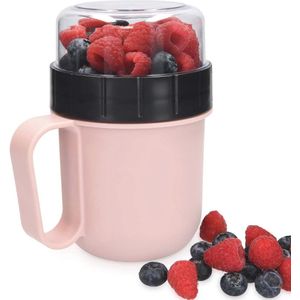 Muesli to go beker - Praktische ontbijtbeker met deksel voor onderweg - 520 ml + 230 ml