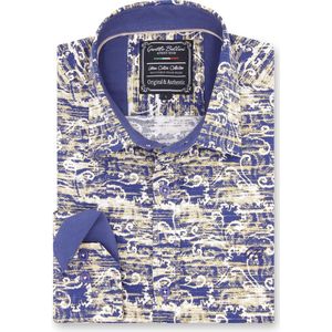 Heren Overhemd - Slim Fit - Art Of Ornament - Blauw - Maat S
