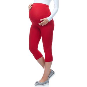 Be Mammy Dames Leggings - Zwangerschapskleding - Capri - Viscose - BE-Leggings-03 - Rood - 4XL