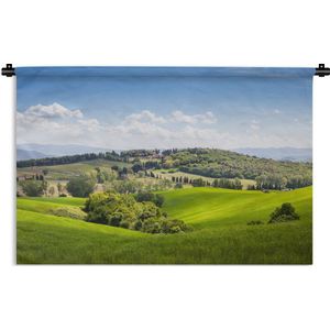 Wandkleed San Gimignano - Toscane in Val d'Orcia in de buurt van het middeleeuwse stadje San Gimignano in Italië Wandkleed katoen 60x40 cm - Wandtapijt met foto