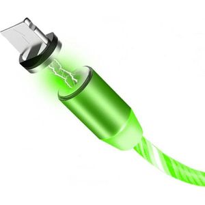 Jocam - 1 Meter Magnetische - lichtvloeiende - LED - oplaadkabel Iphone connector - 2.4A - Groen