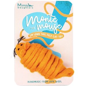 Mimis Daughters Monte De Muis - Kattenspeelgoed - 100% Viltwol - 2 Meter lange staart - 10 cm - Oranje