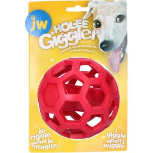 JW Hol-ee giggler hondenbal - Hondenspeeltje - Hondenspeelgoed - Met geluiden - 11,5cm diameter - Rood