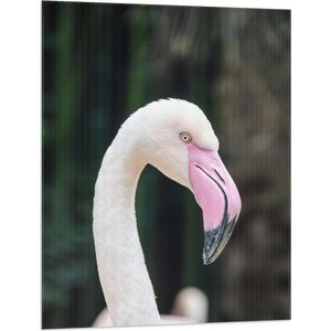 WallClassics - Vlag - Witte Flamingo met Roze Snavel - 75x100 cm Foto op Polyester Vlag