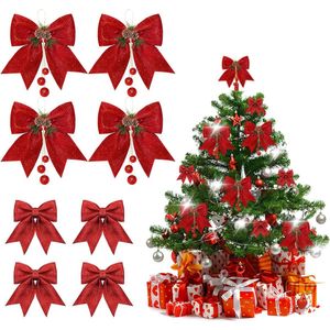 8 stuks grote rode strikken, sierstrikken, reuzenstrik, strik, decoratie voor kerstboom, open haard, muur, etalage, krans, geschenkstrik, decoratieve strik voor geschenken, groot