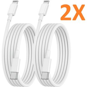 2 Pack - 1 Meter Geschikt voor: Lightning kabel naar USB-C Male oplaadkabel Geschikt voor: Apple iPhone iPod Airpods & iPad - Wit
