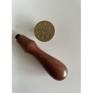 Lakzegel - waxzegel - wax seal stempel + houten handvat - Kerst - Merry Christmas - 25 mm