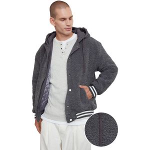 Trendyol Antraciet Unisex Fit Elastische Gedetailleerde Capuchon Winterjas Tmnaw25Mo00015
