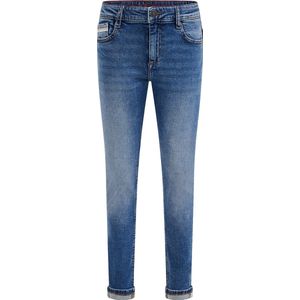 WE Fashion Jongens slim fit jeans met stretch - Donkerblauw - Maat 176