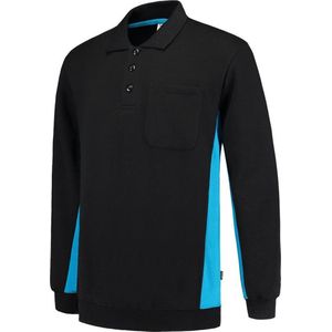 Tricorp Polo Sweater Bicolor Borstzak 302001 Zwart / Turquoise - Maat 3XL