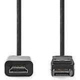 Nedis DisplayPort-Kabel - DisplayPort Male - HDMI Connector - 1080p - Vernikkeld - 2.00 m - Rond - PVC - Zwart - Envelop