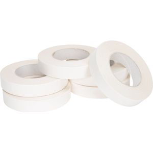 Dubbelzijdig tape transparant (met witte papieren drager) 25 mm x 50 meter | 6 stuks
