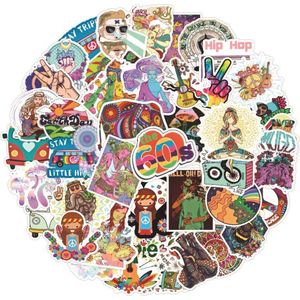 Sticker mix Happy Hippie Sixties - 50 stickers voor laptop, muur, agenda, auto etc.