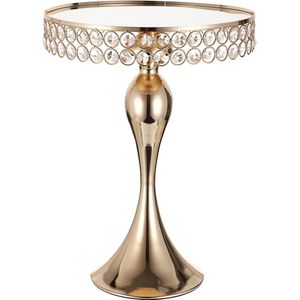 Gouden kristallen taartplateau met voet van metaal, glas, cupcake, presentatiestandaard voor bruiloft, verjaardag, afstudeerfeest, Kerstmis, 30 cm