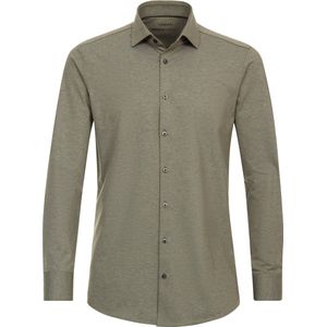 VENTI modern fit overhemd - jersey - groen - Strijkvrij - Boordmaat: 44