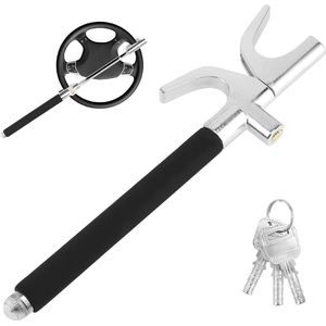 Car Steering Wheel Lock - Heavy Duty Steel with 3 Keys - Universal Retractable for Car SUV Van Truck stuurslot auto met keurmerk