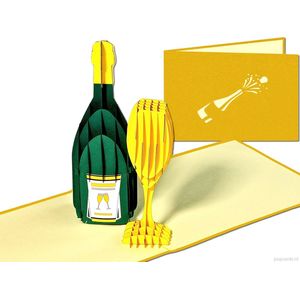 Popcards popupkaarten – Champagne Jubileum Uitnodiging Feest Verjaardag Jarig Verjaardagskaart Felicitatie Valentijn Valentijnskaart Valentijnscadeau Moederdag Vaderdag Happy New Year Gelukkig Nieuwjaar Kerst Kerstkaart pop-up kaart 3D wenskaart