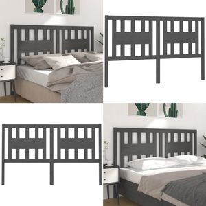 vidaXL Hoofdbord 186x4x100 cm massief grenenhout grijs - Hoofdbord - Hoofdborden - Hoofdeinde - Houten Hoofdbord