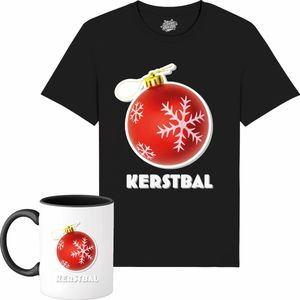 Kerstbal - Foute kersttrui kerstcadeau - Dames / Heren / Unisex Kleding - Grappige Kerst Outfit - T-Shirt met mok - Unisex - Zwart - Maat XL