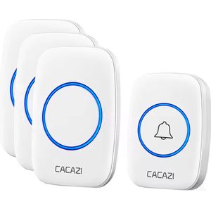 Draadloze Deurbel - Wireless Doorbell - IP44 Waterdicht - 3 Ontvangers op Stopcontact - Wit